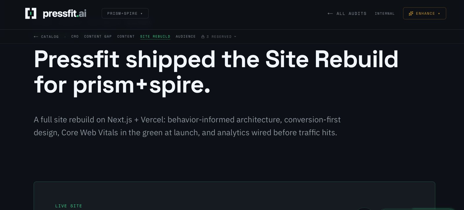 Site rebuild shipped for Prism+Spire